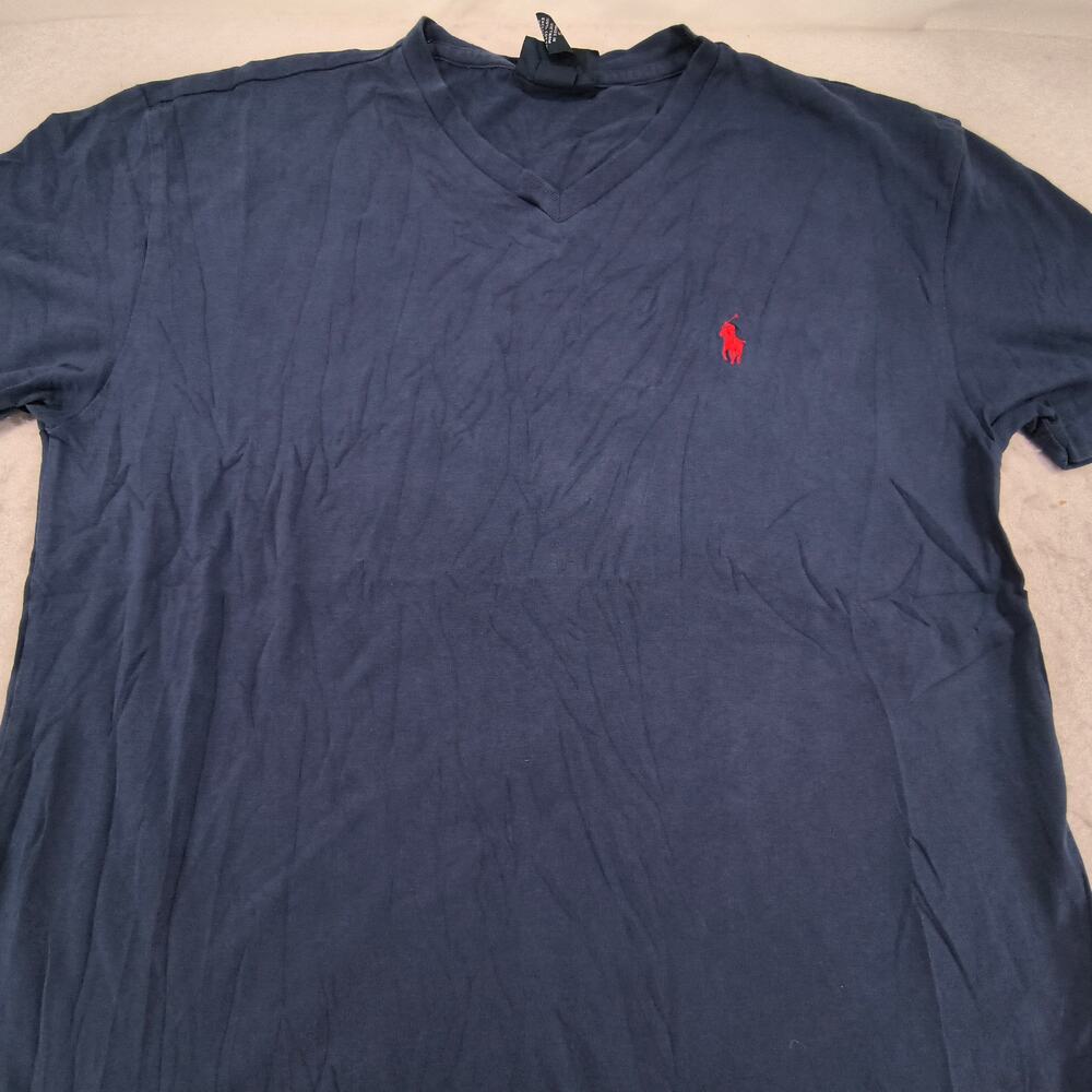 Polo Ralph Lauren V Neck Short Sleeve Shirt Mens Size Small S Navy Red
